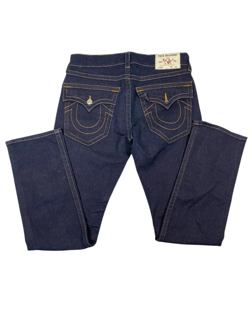 True Religion Ricky Mens Relaxed Straight Denim Jeans 34 Dark Wash Cotton